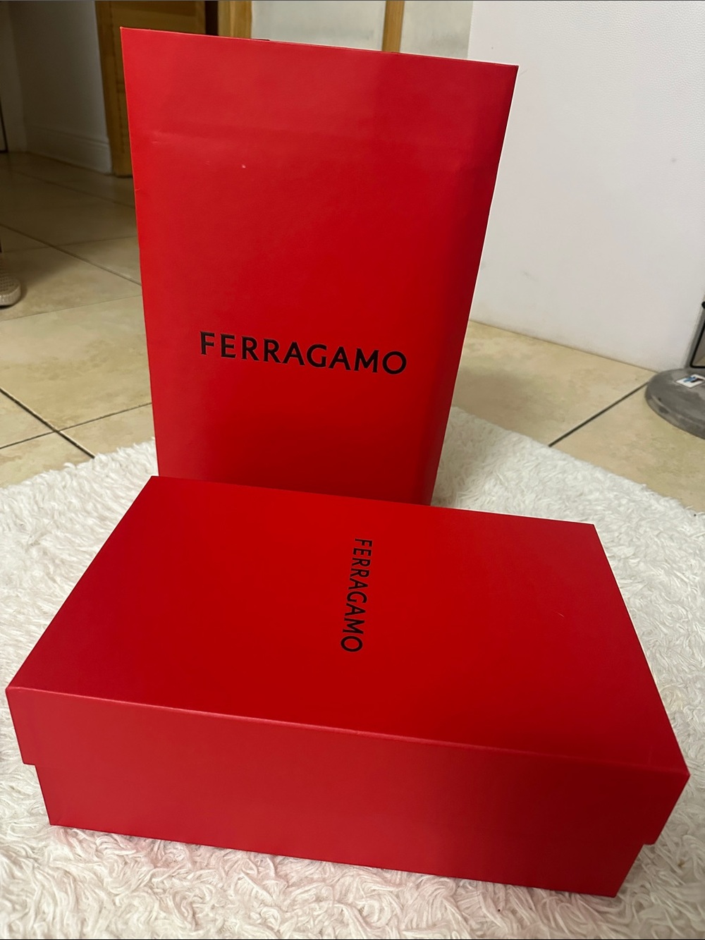 Ferragamo shoes box with paper bag